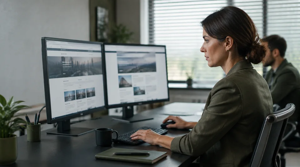 Illustrative scene of specialists examining potential online impersonation