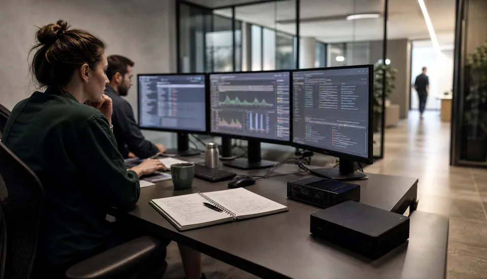 Security analysts reviewing monitoring data and incident records